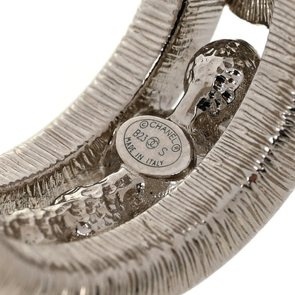 Chanel Metal Crystal CC Hoop Earrings Silver 4 of 5
