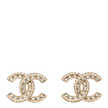 Chanel Crystal Timeless CC Earrings Light Gold 1 of 5