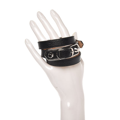 Balenciaga Chevre Hamilton Silver Metallic Edge Hardware Triple Tour M Bracelet Black 2 of 7