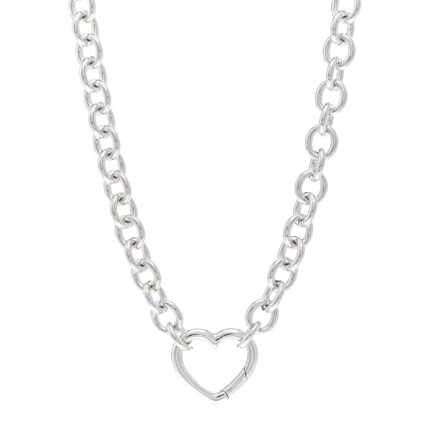 Sterling Silver Heart Clasp Choker Necklace