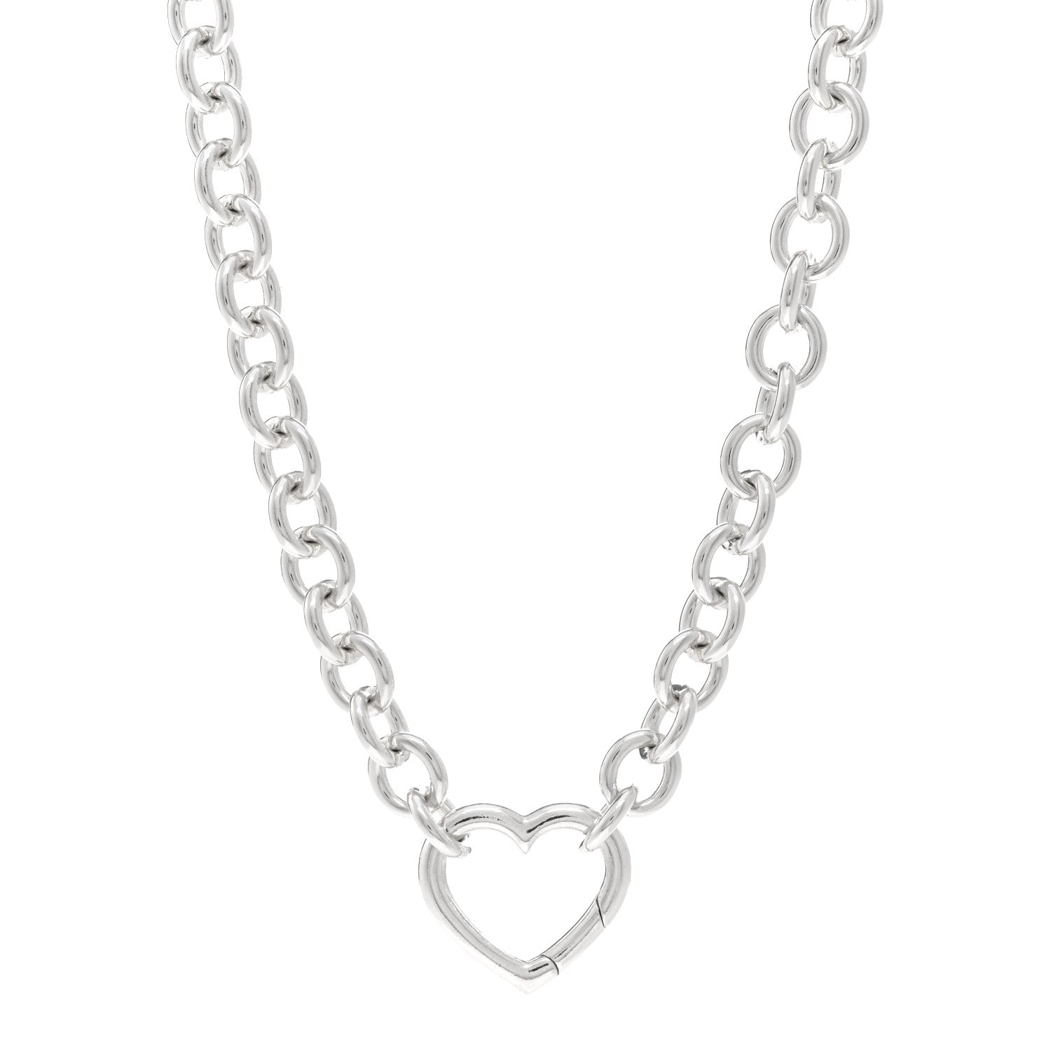 Tiffany Sterling Silver Heart Clasp Choker Necklace 1 of 4