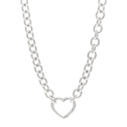Tiffany Sterling Silver Heart Clasp Choker Necklace 1 of 4