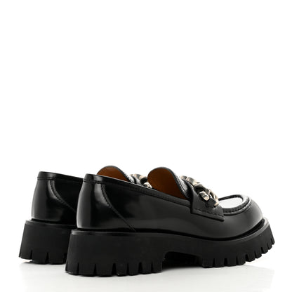 Gucci Cordovan Lux Womens Jeanne Platform Lug Sole 30/45mm Loafers 38 Black 4 of 8