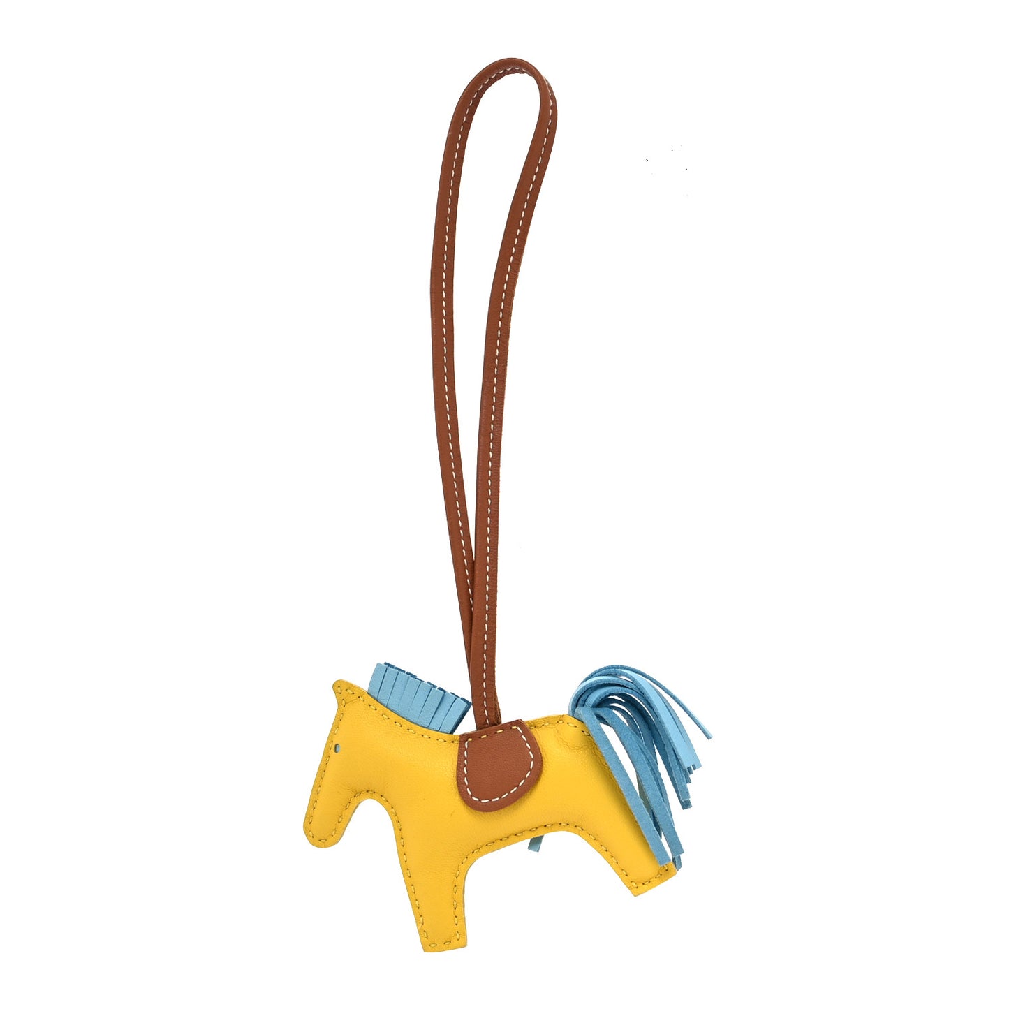 Milo Lambskin Grigri Rodeo Horse Bag Charm PM Jaune de Naples Celeste Gold