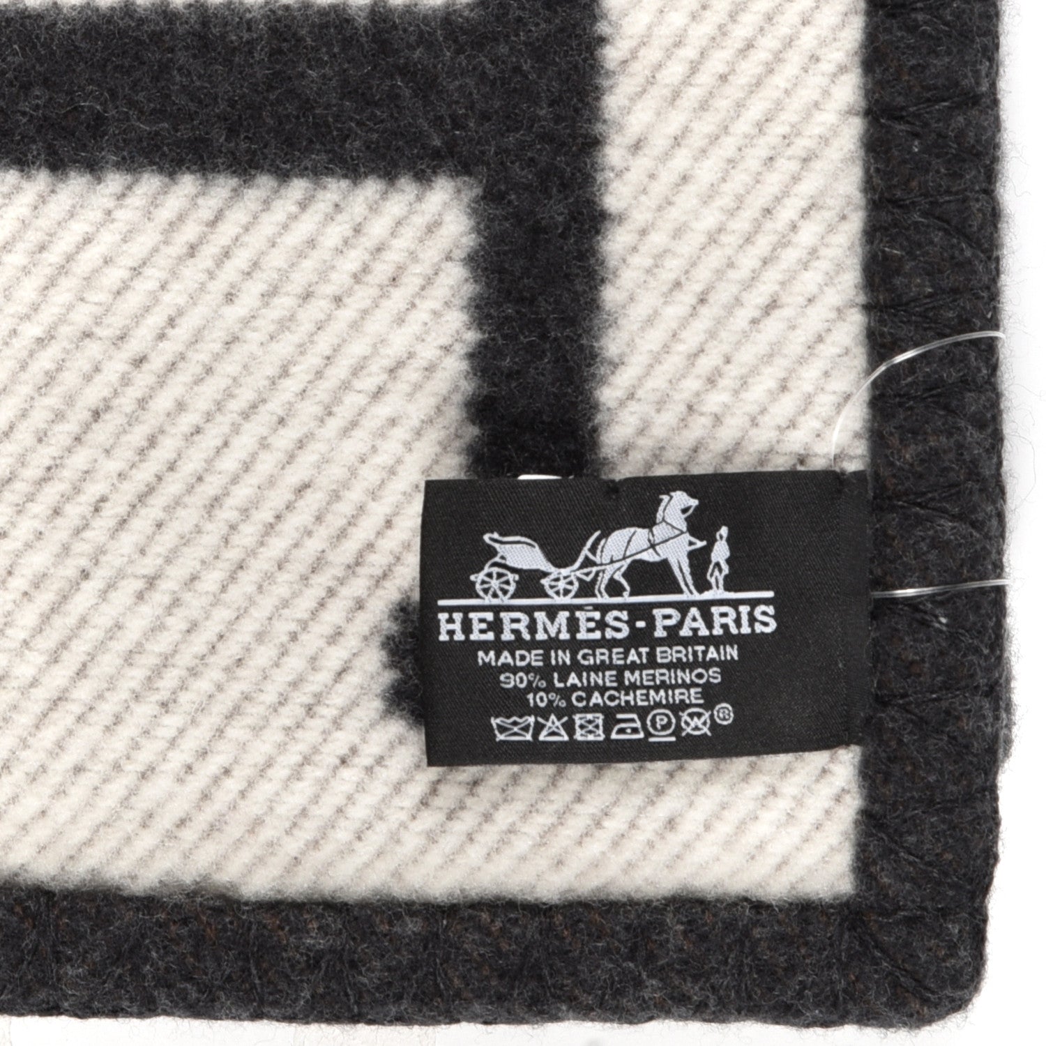 Hermes Wool Cashmere Avalon Blanket Ecru Gris Fonce 3 of 3