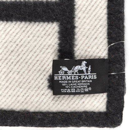 Hermes Wool Cashmere Avalon Blanket Ecru Gris Fonce 3 of 3