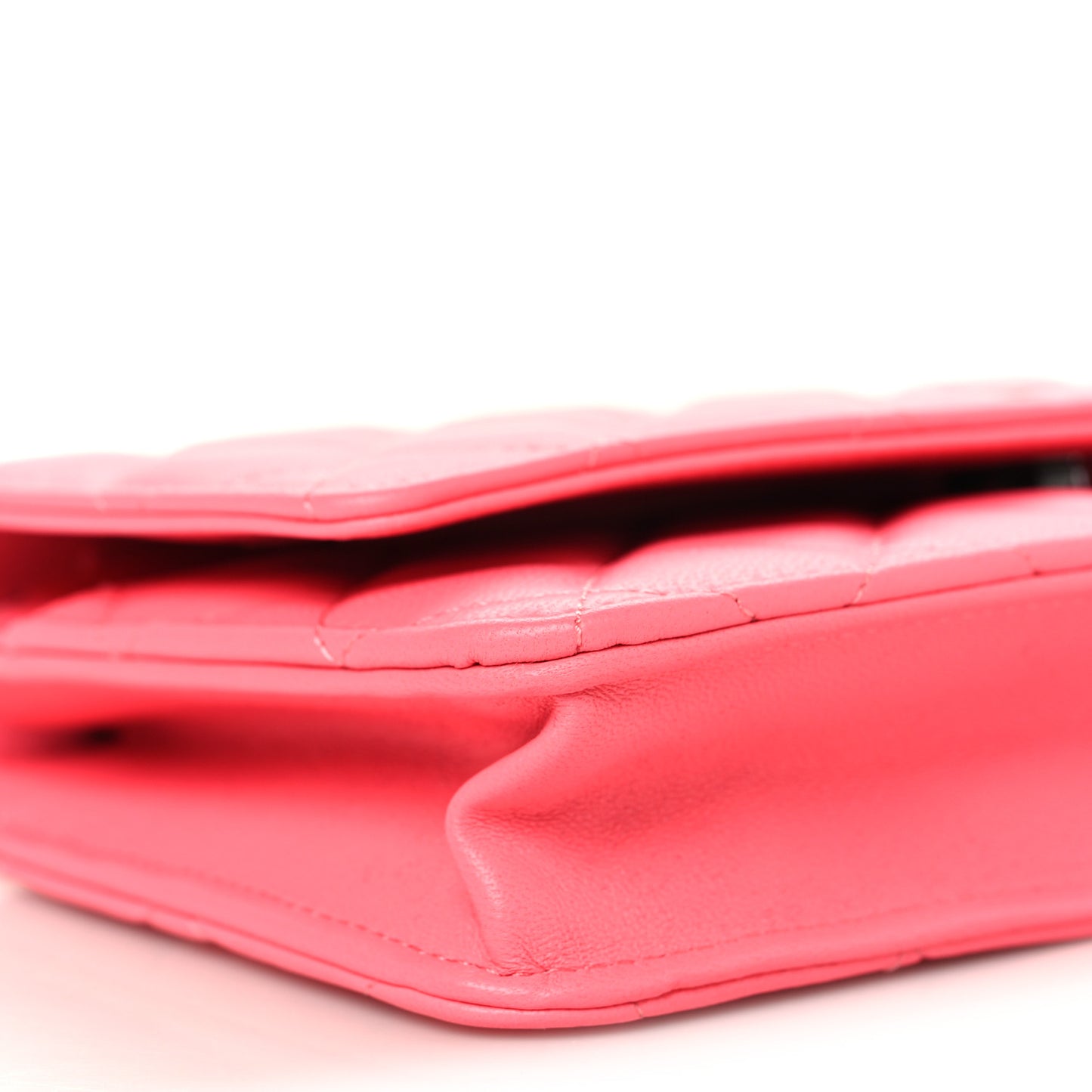 Lambskin Quilted Wallet On Chain WOC Coral Pink