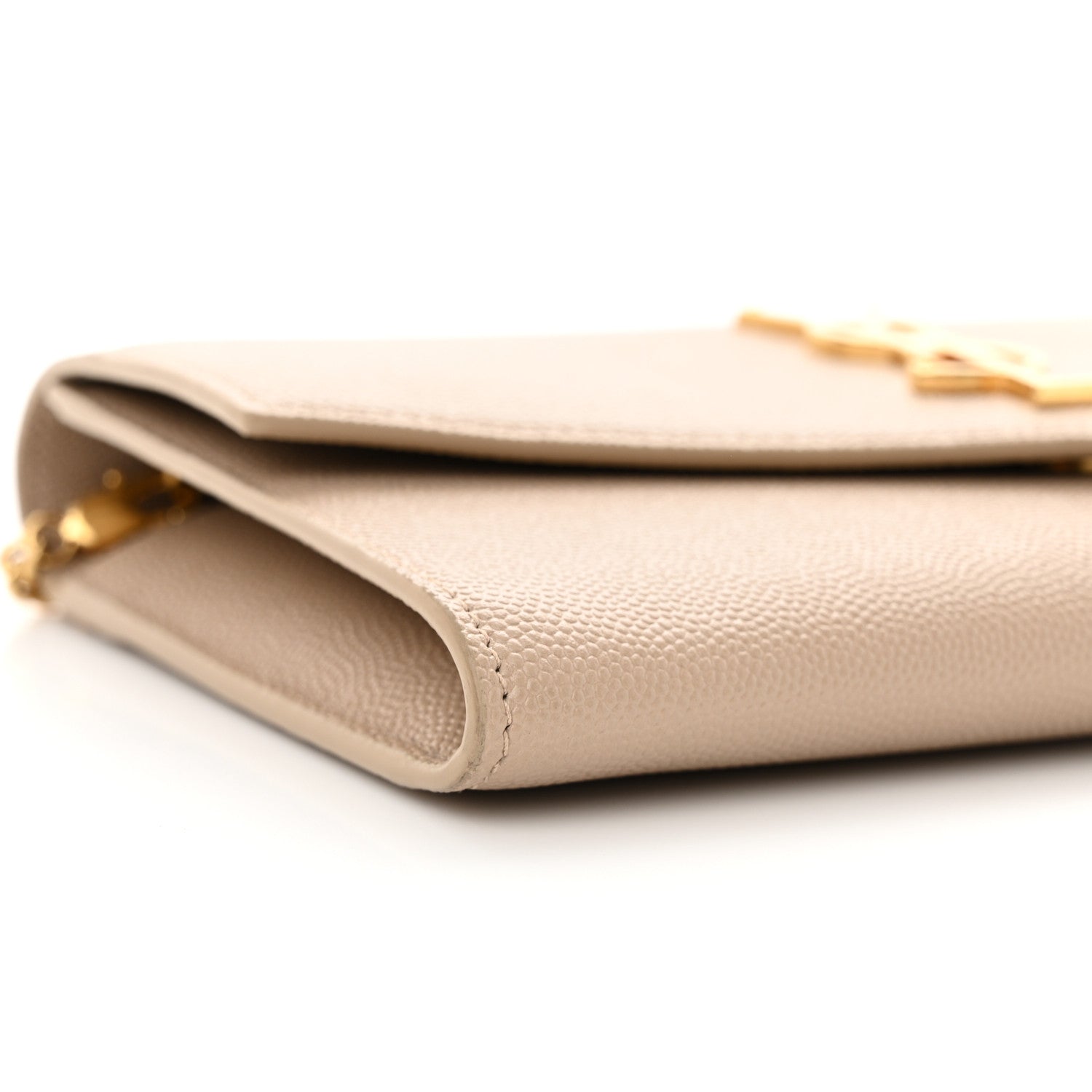 Saint Laurent Grain De Poudre Monogram Uptown Chain Wallet Dark Beige 9 of 12