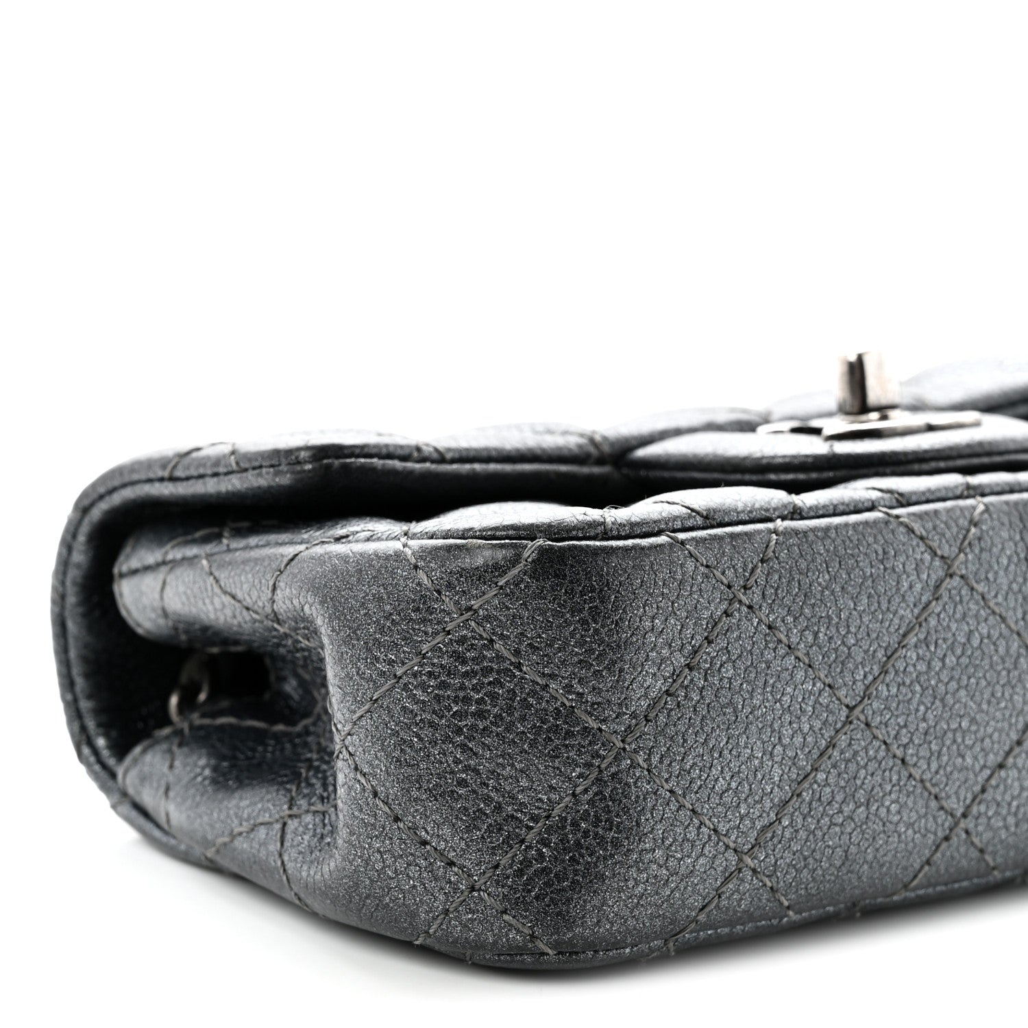 Chanel Metallic Caviar Quilted Extra Mini Flap Dark Grey 9 of 10
