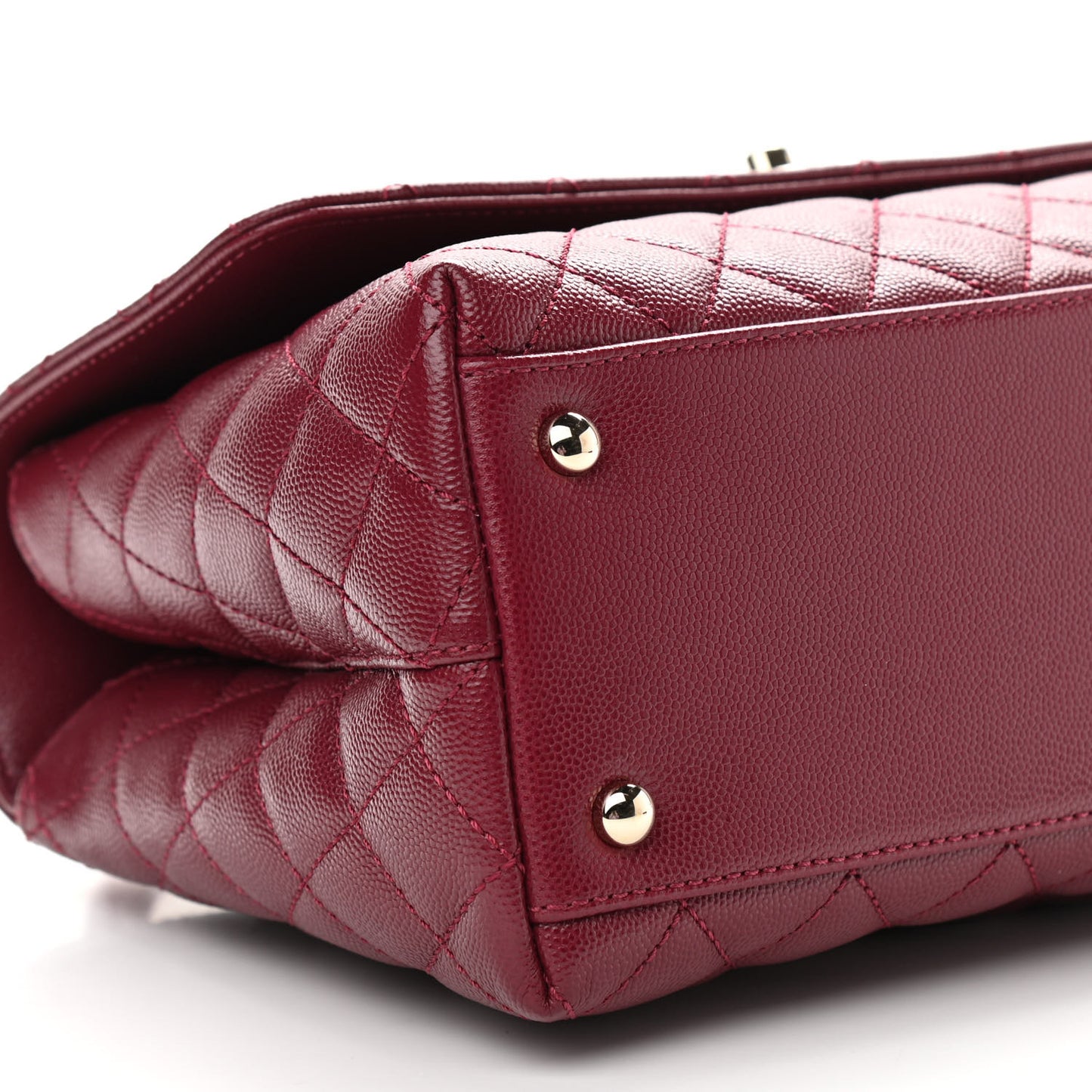Caviar Lizard Embossed Quilted Small Coco Handle Flap Burgundy