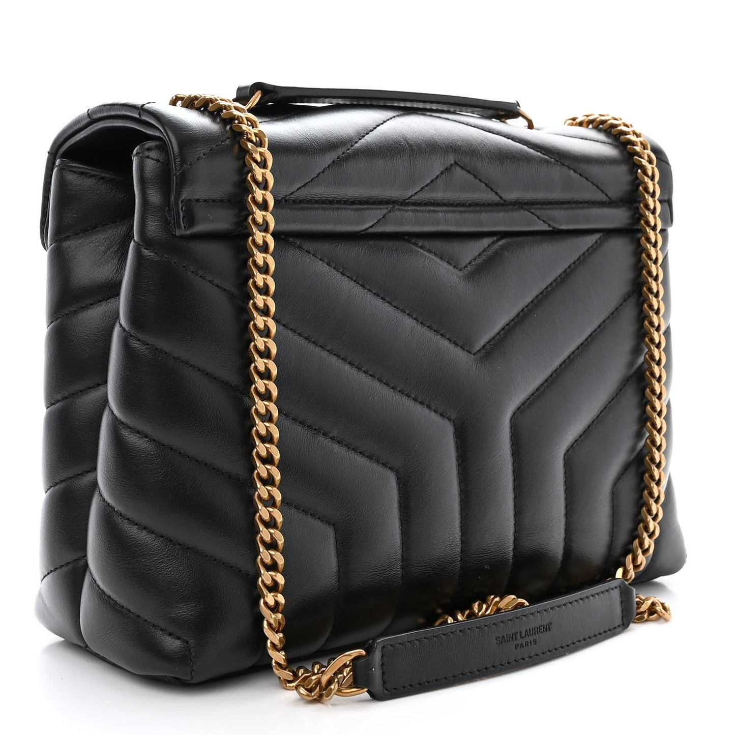 Calfskin Y Quilted Monogram Small Loulou Chain Satchel Black