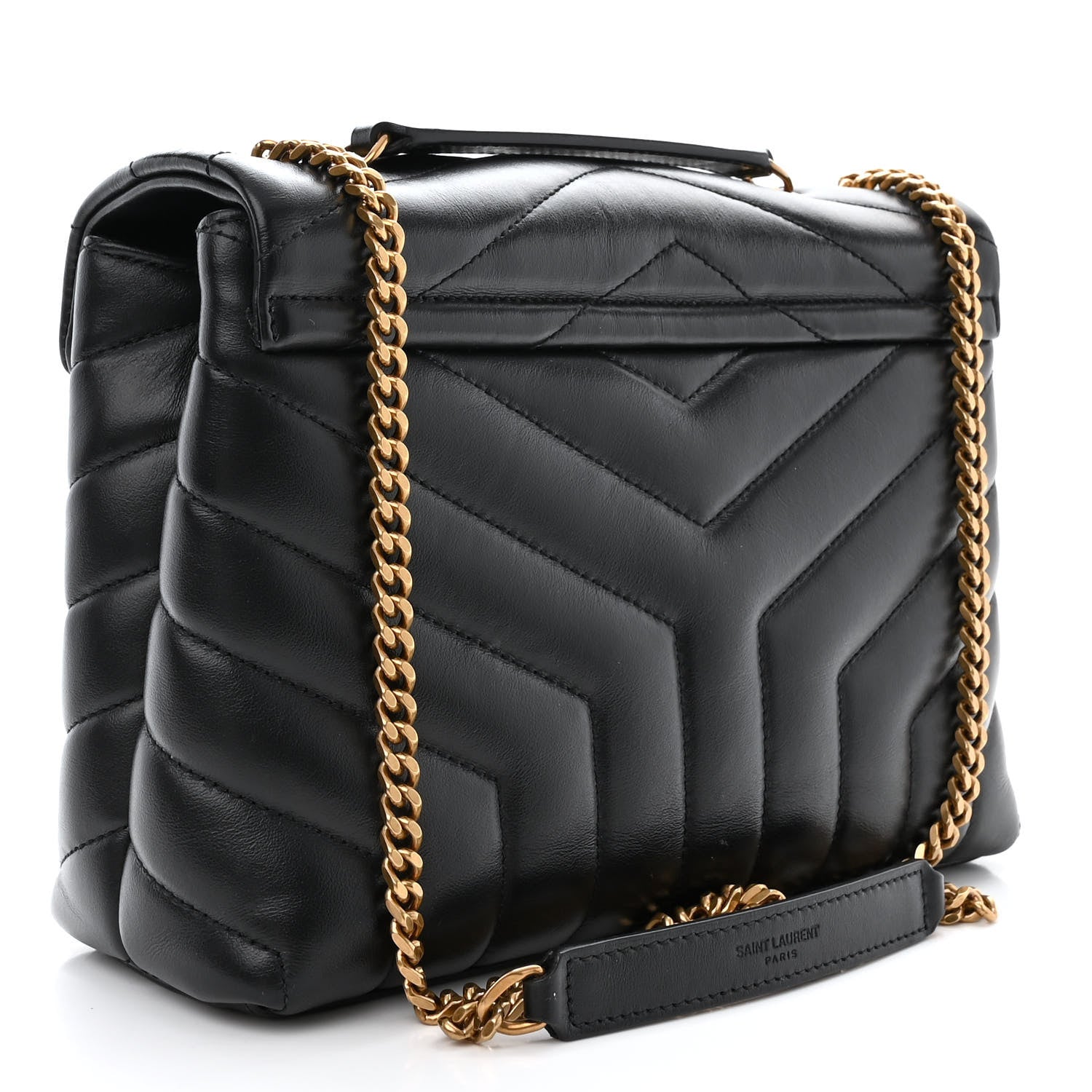 Saint Laurent Calfskin Y Quilted Monogram Small Loulou Chain Satchel Black 3 of 11