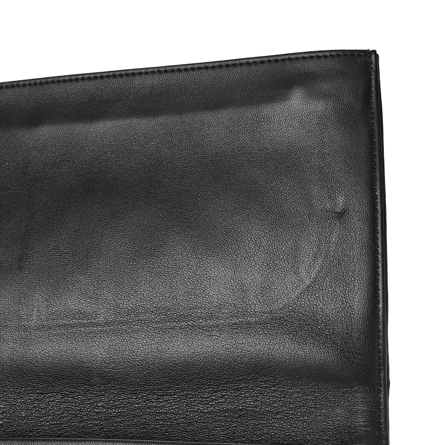 Lambskin Strass Crystal Peace Sign Emoji Fold Over Clutch Black