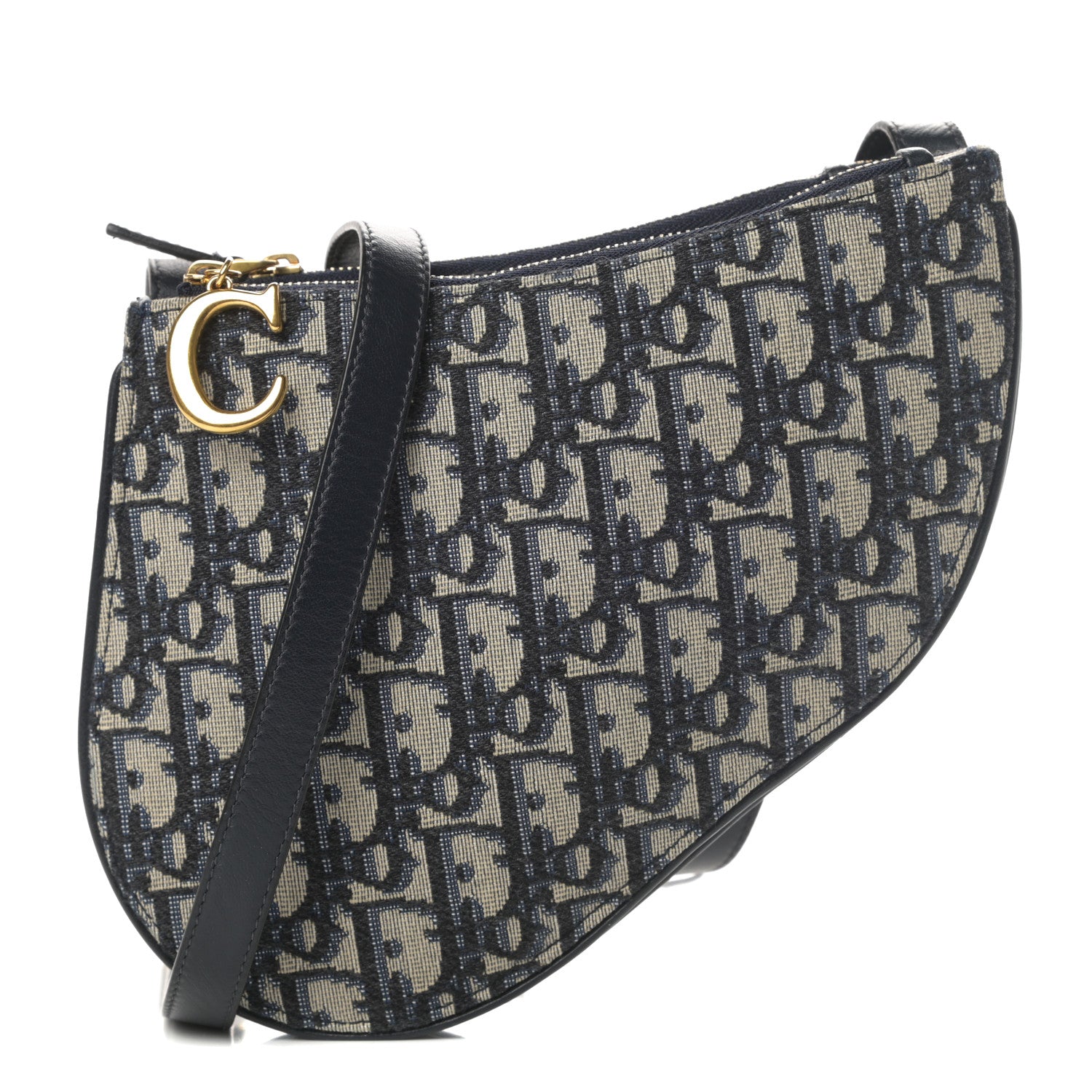 Christian Dior Oblique Saddle Pouch With Strap Navy Blue 1 of 12