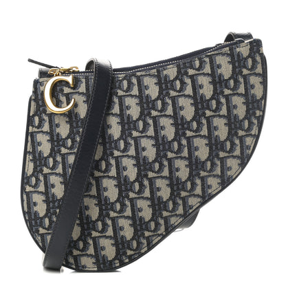 Christian Dior Oblique Saddle Pouch With Strap Navy Blue 1 of 12
