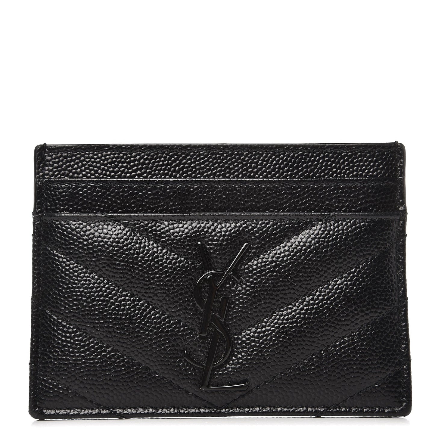 Grain De Poudre Matelasse Chevron Monogram Credit Card Case Black