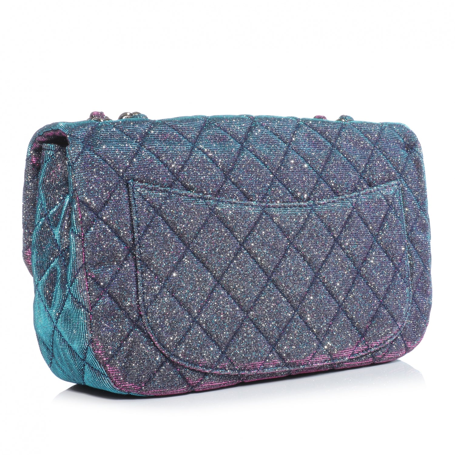 Chanel Iridescent Glitter Fabric Jumbo Single Flap Multicolor