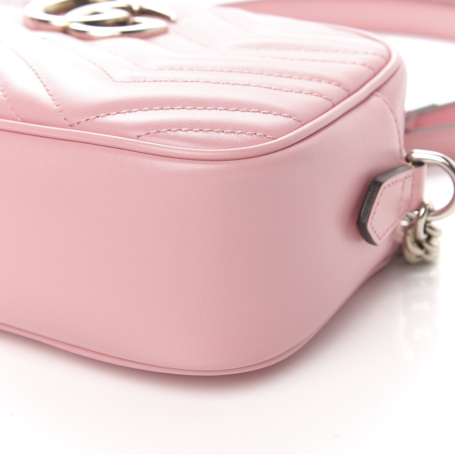 Gucci Calfskin Matelasse Small GG Marmont Chain Shoulder Bag Wild Rose 9 of 11