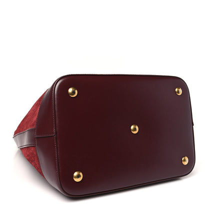 Saint Laurent Suede All-Over Monogram Bucket Bag Burgundy 5 of 11
