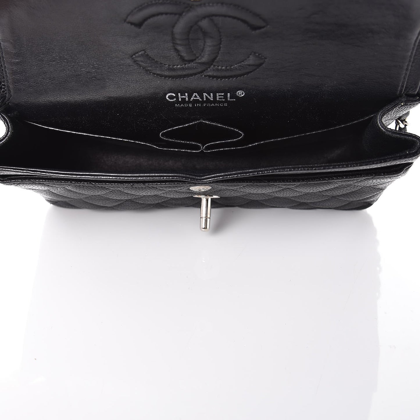 Caviar Quilted Small Double Flap Black