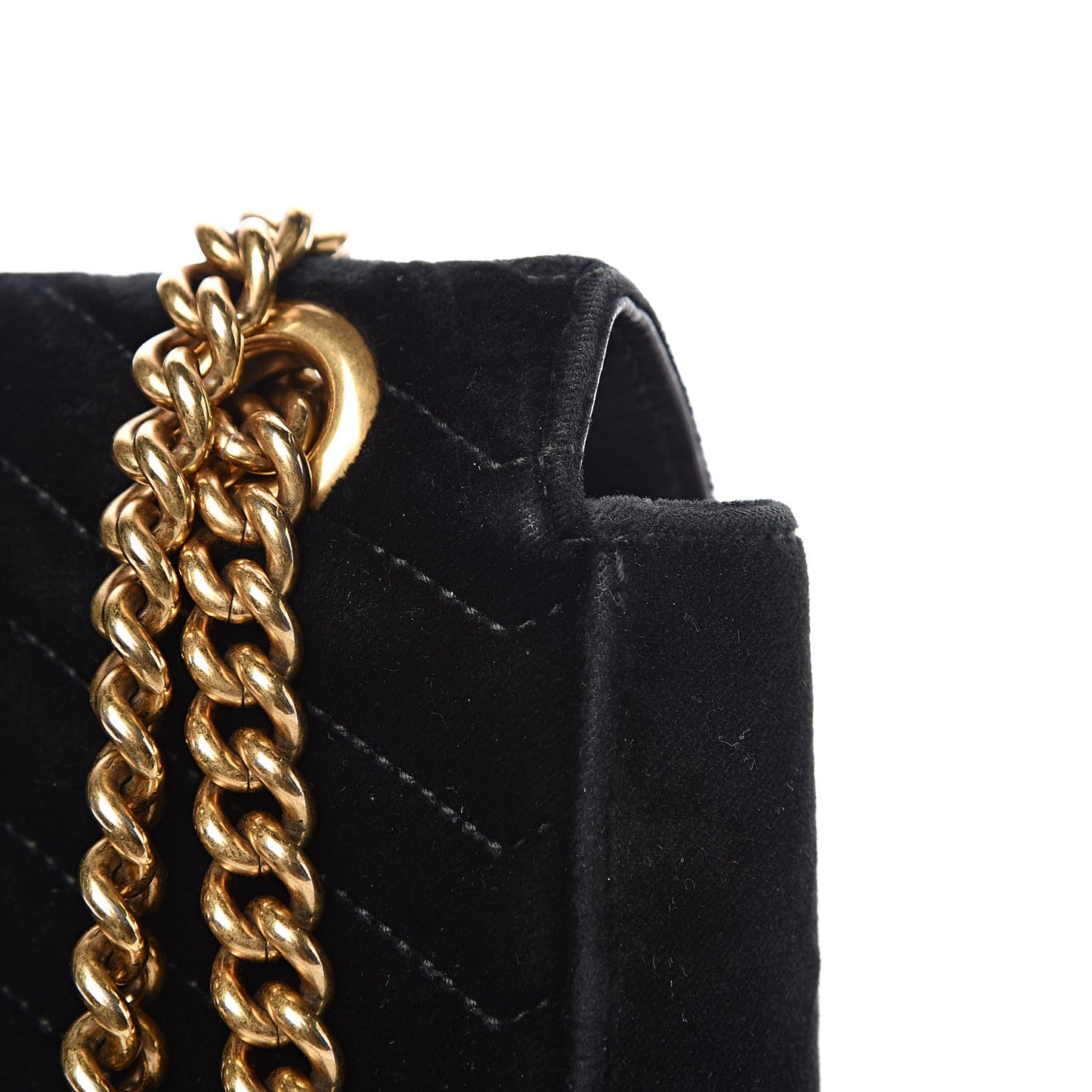 Velvet Matelasse Small GG Marmont Shoulder Bag Black