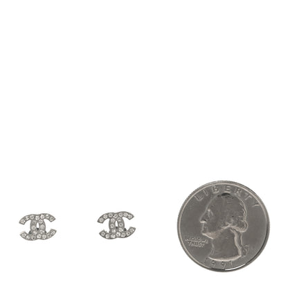 Chanel Crystal Mini Timeless CC Earrings Silver 2 of 5