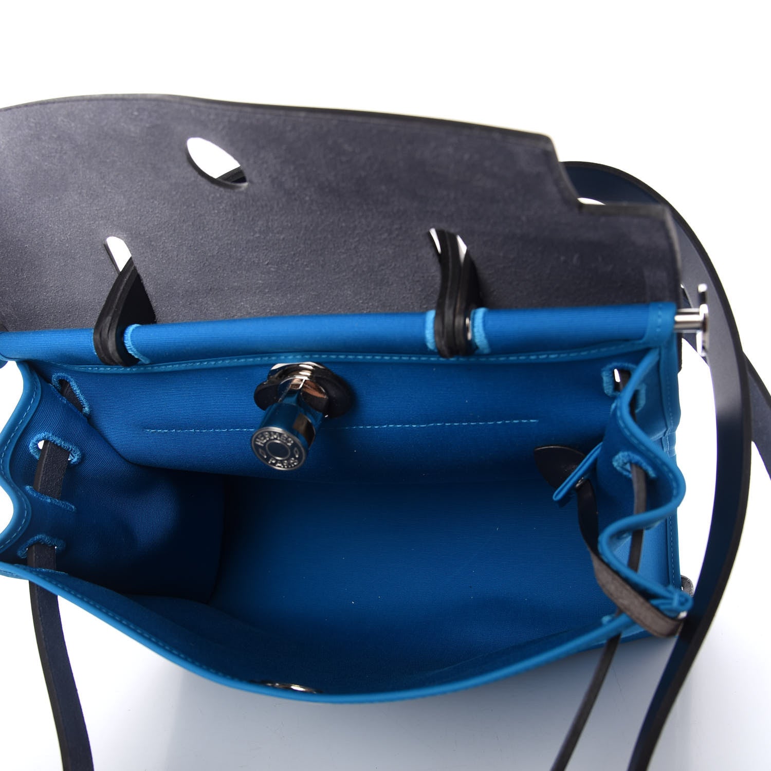 Hermes Vache Hunter Toile Herbag Zip 31 PM Bleu Zanzibar Bleu Indigo 5 of 10