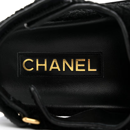Chanel Tweed Velcro Dad Sandals 40 Black 7 of 9