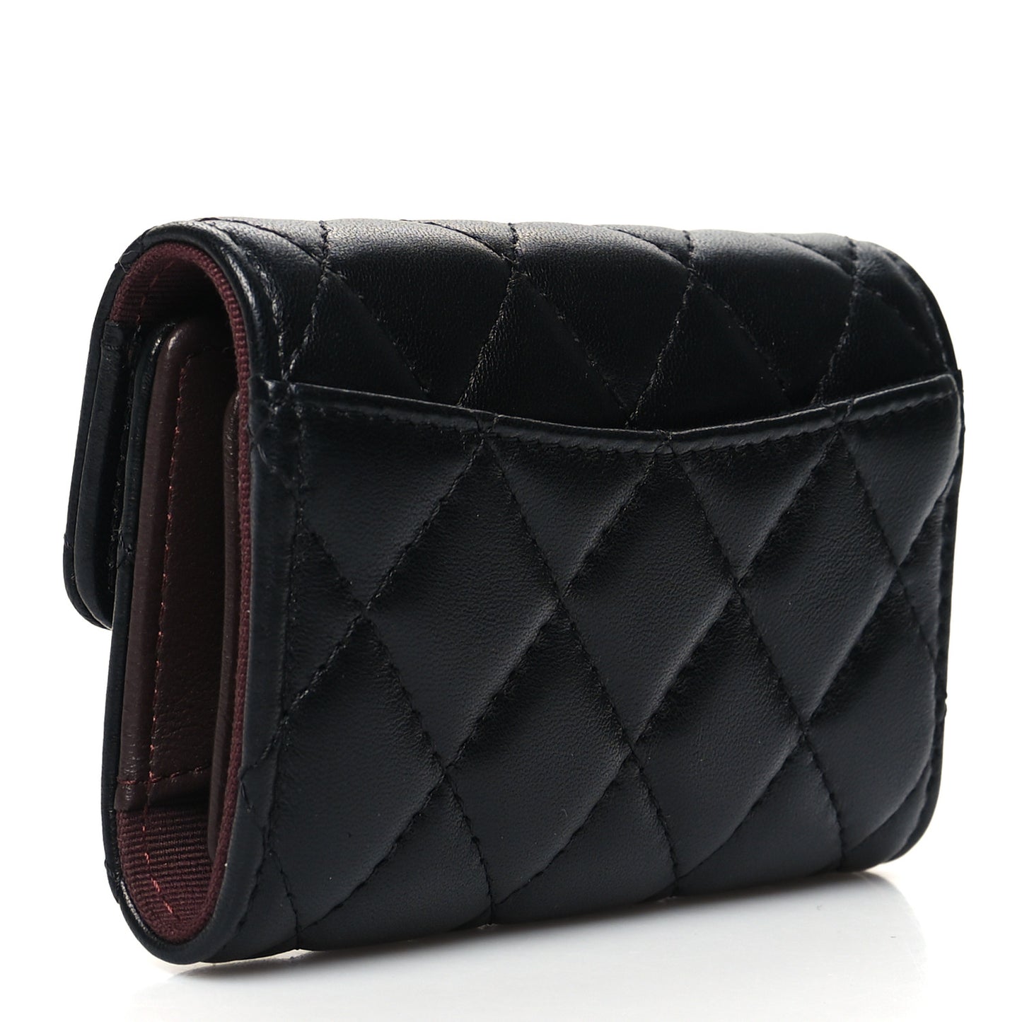 Lambskin Quilted Classic 4 Key Holder Wallet Black