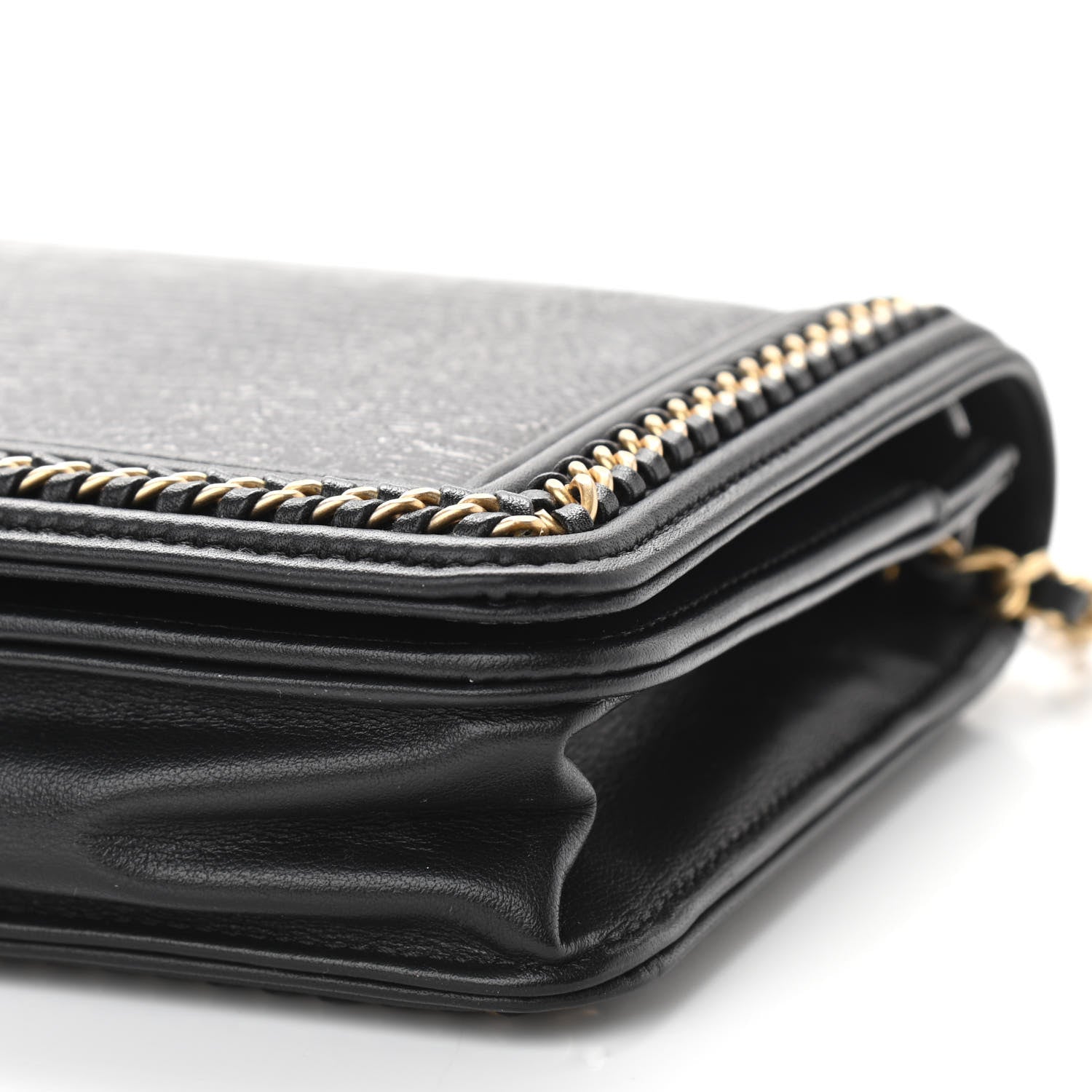 Chanel Lizard Lambskin Chain Around Boy Wallet on Chain WOC Black 11 of 12