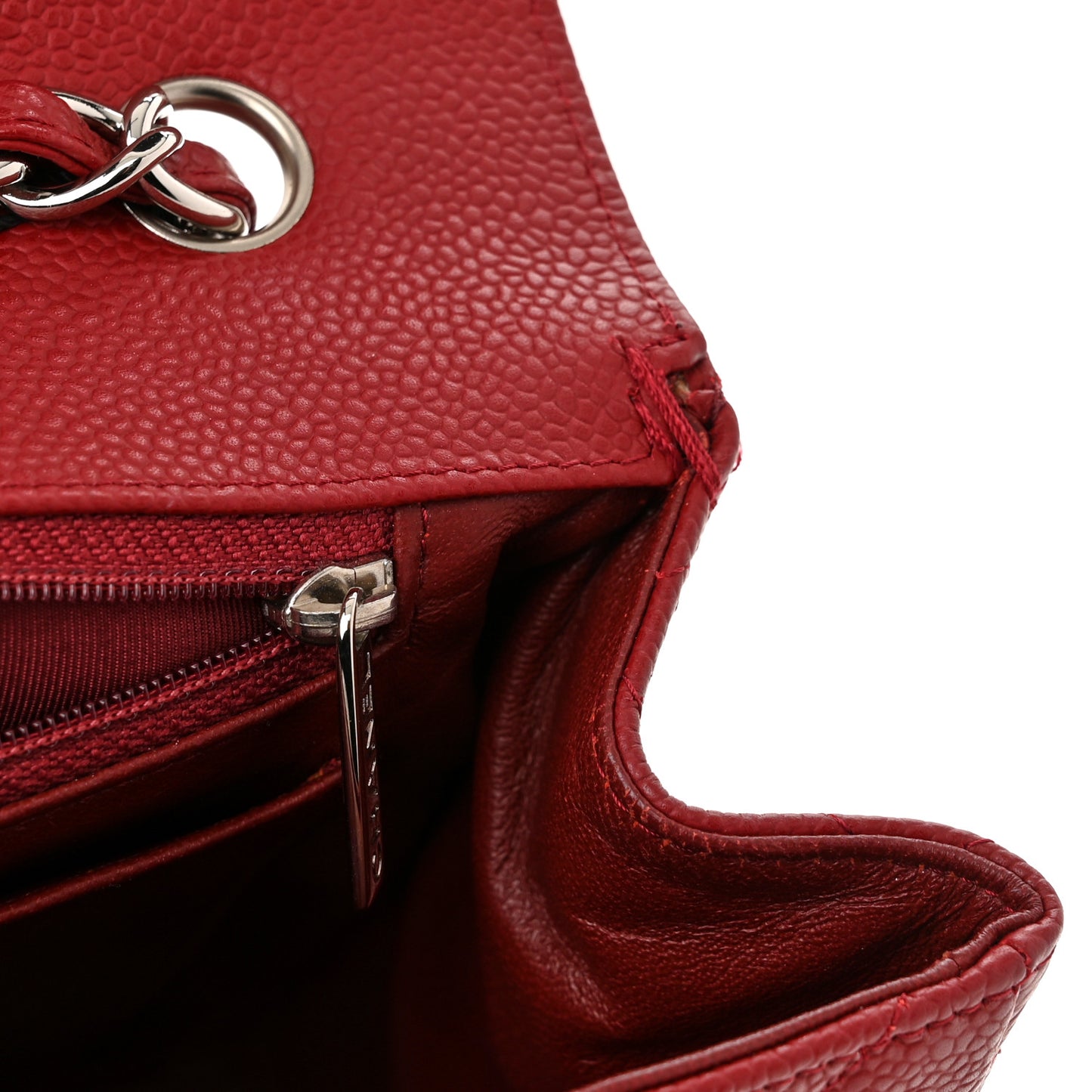 Caviar Quilted Jumbo Single Flap Dark Red