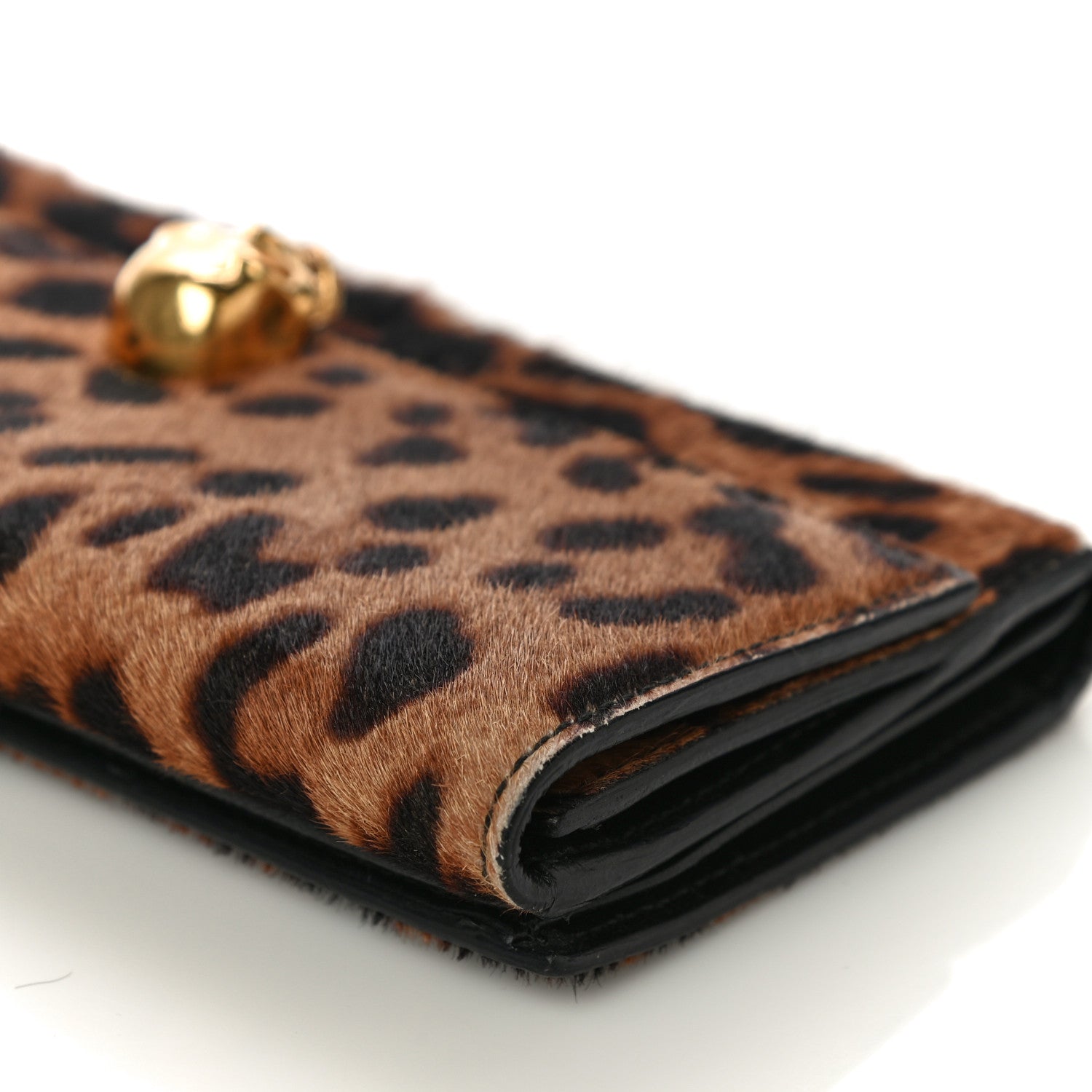 Alexander McQueen Calf Hair Leopard Print Skull Continental Wallet 8 of 20