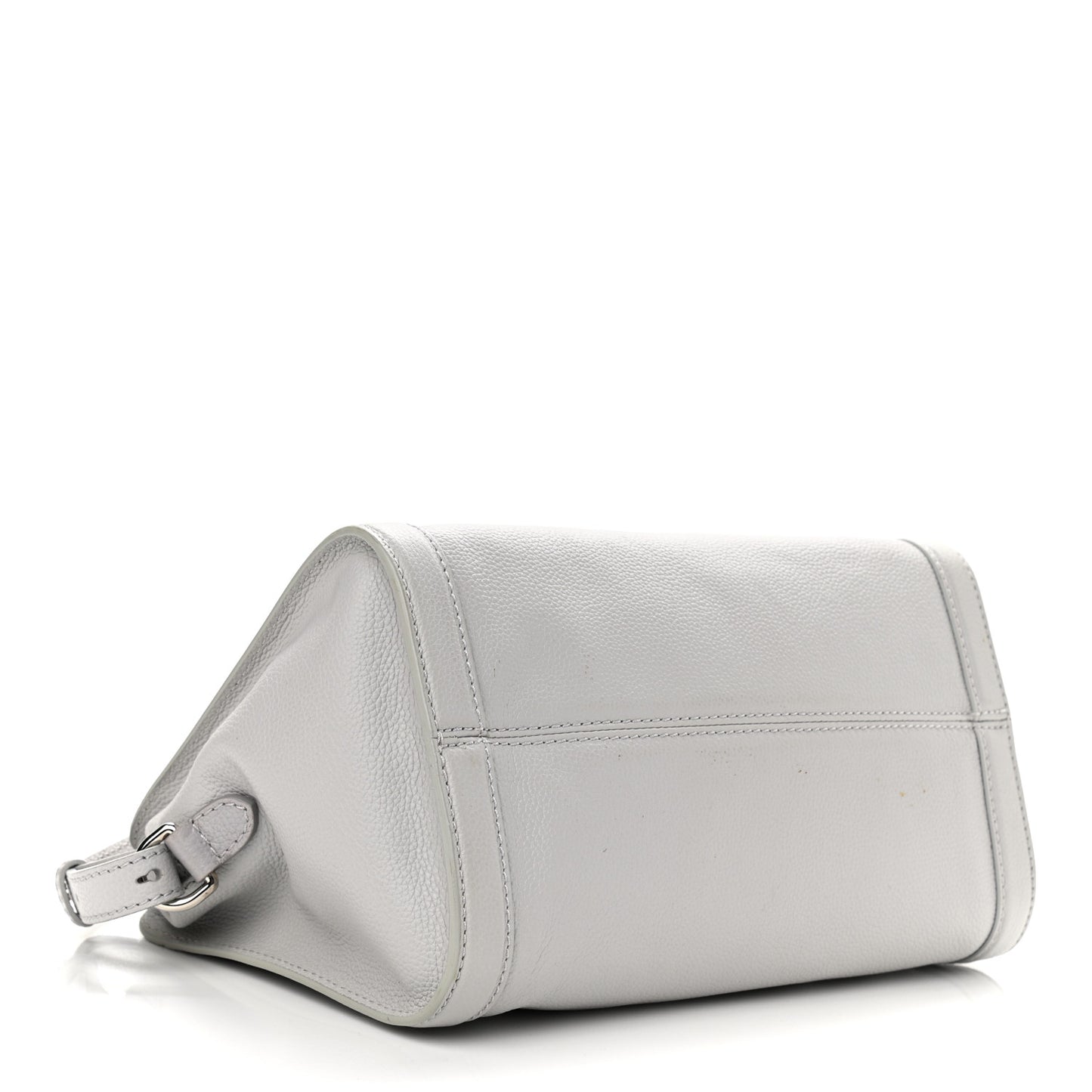 Pebbled Calfskin Small Skull Padlock Zip Around Tote Light Grey