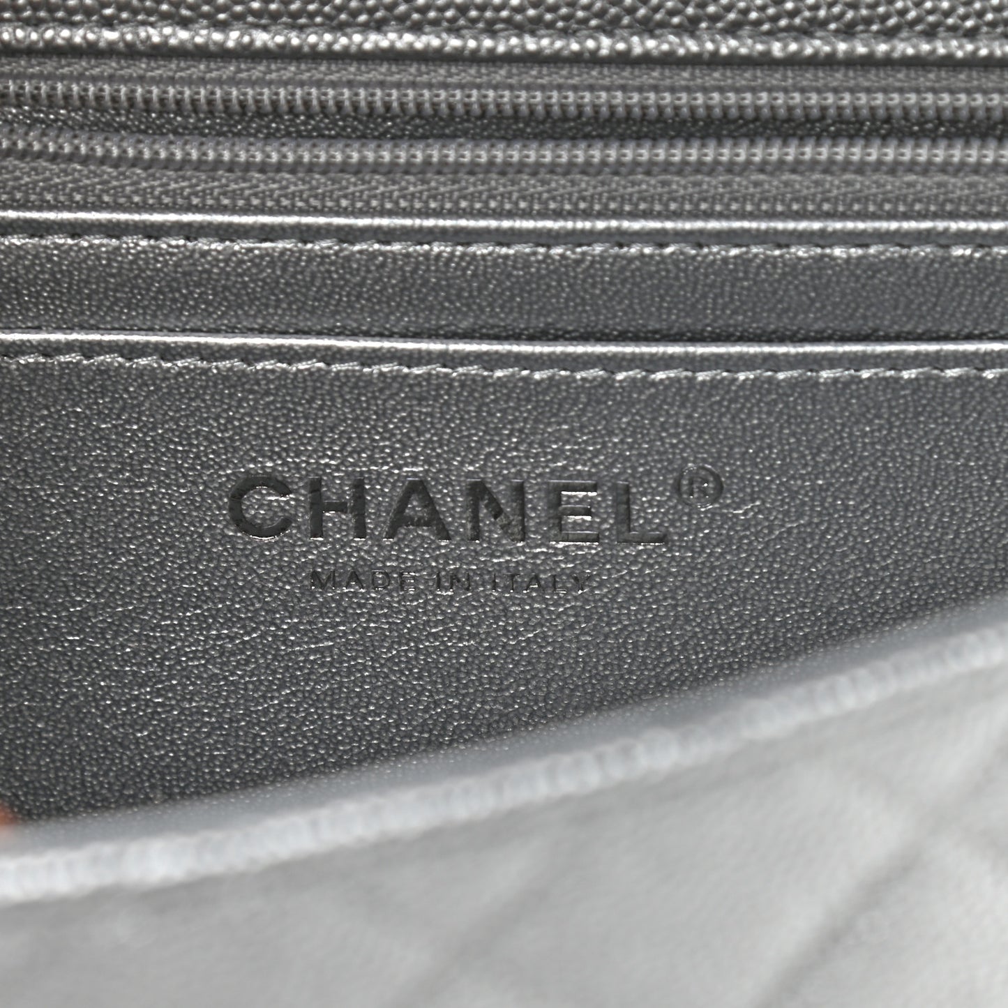 Metallic Caviar Quilted Mini Top Handle Rectangular Flap Silver