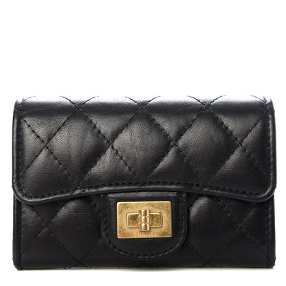 Chanel Aged Calfskin Quilted Reissue Flap Card Holder Black 1 of 9