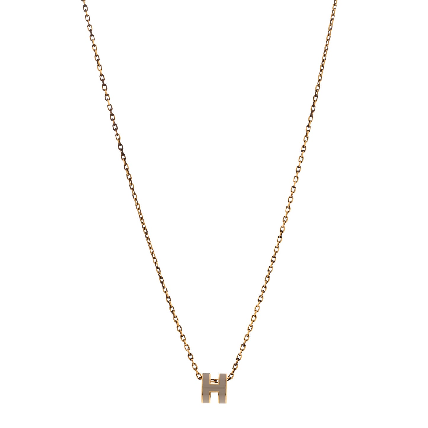 Lacquered Gold Mini Pop H Pendant Necklace Marron Glace