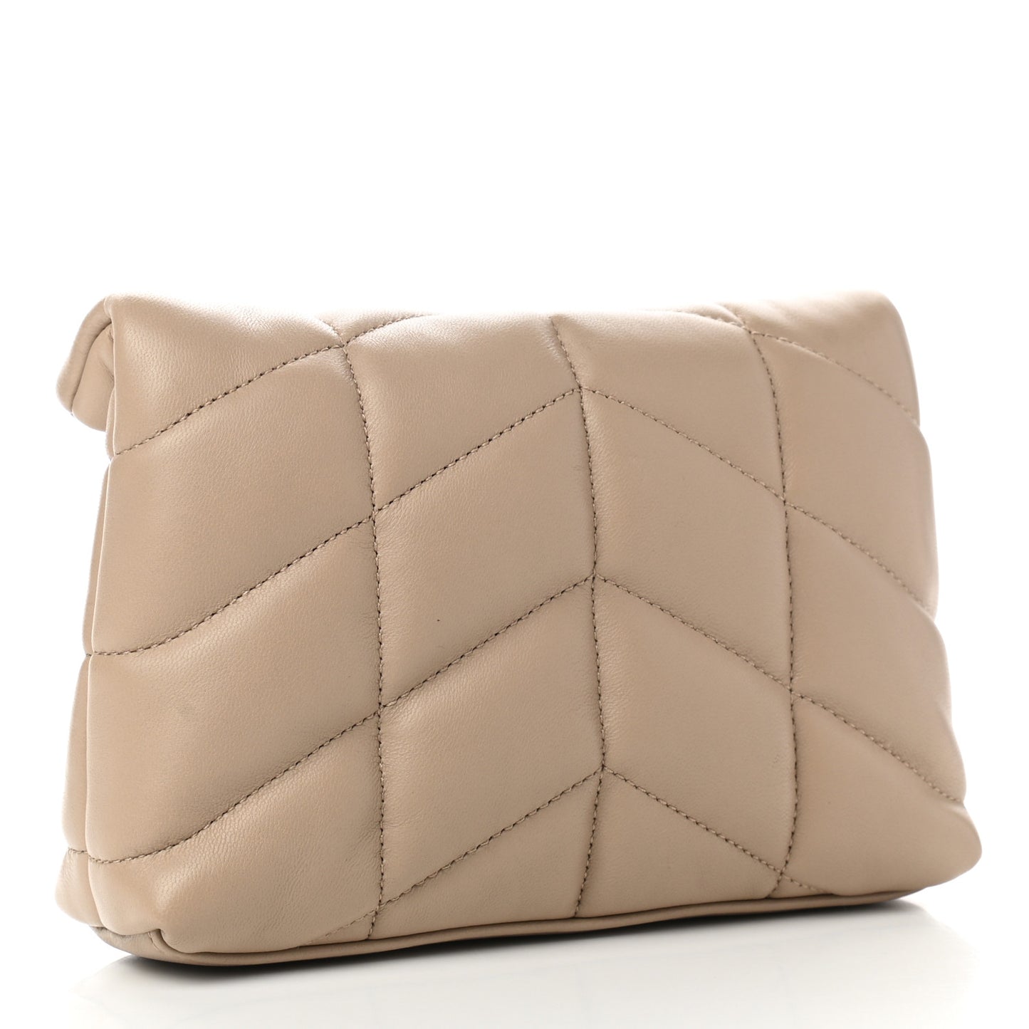 Lambskin Monogram Loulou Puffer Pouch Clutch Dark Beige