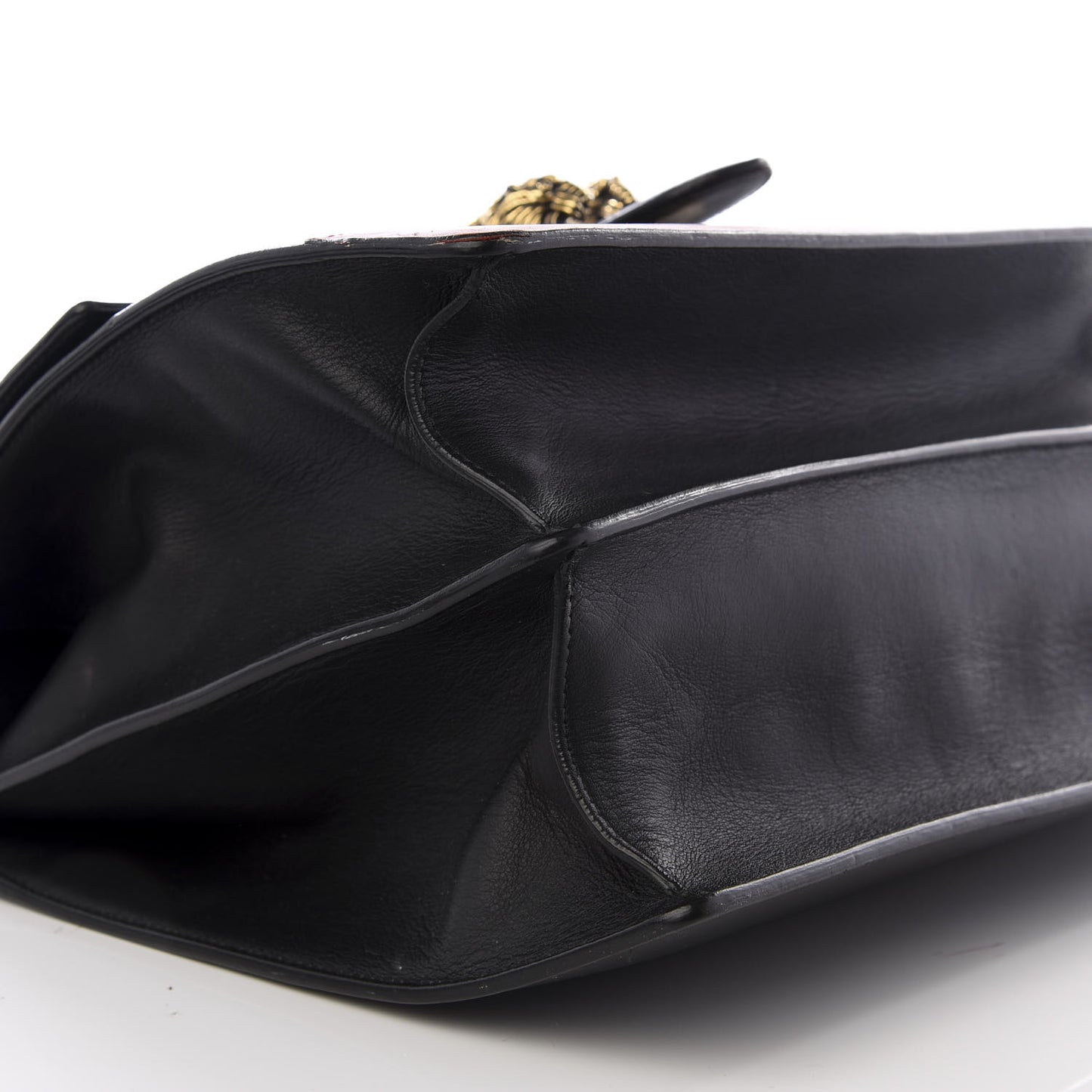 Calfskin Bamboo Web Large Dionysus Top Handle Bag Black Bright Evergreen Hibiscus Red