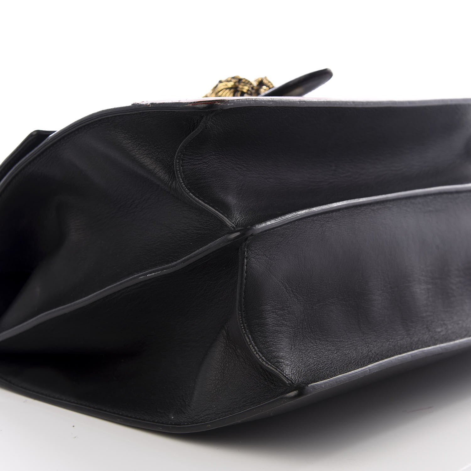 Gucci Calfskin Bamboo Web Large Dionysus Top Handle Bag Black Bright Evergreen Hibiscus Red 6 of 9