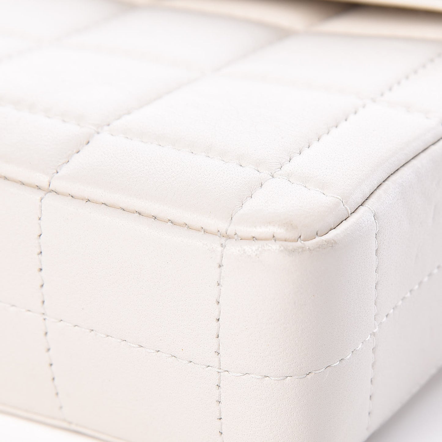 Lambskin East West Chocolate Bar Flap White