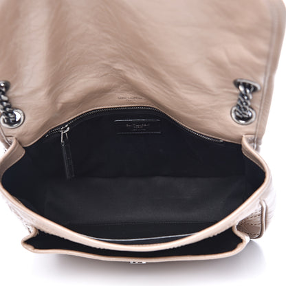Saint Laurent Crinkled Calfskin Matelasse Monogram Medium Niki Chain Satchel Light Taupe 4 of 10
