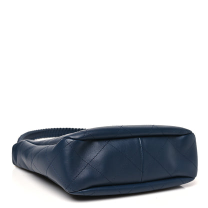 Chanel Calfskin Quilted Braided Handle Chain Hobo Navy Blue 4 of 10