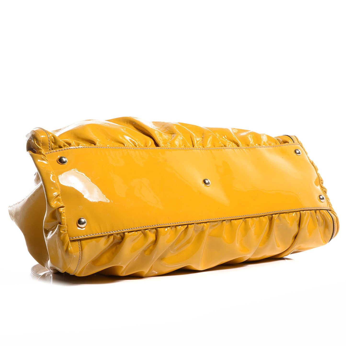 Patent Large D Gold Shoulder Bag Yellow
