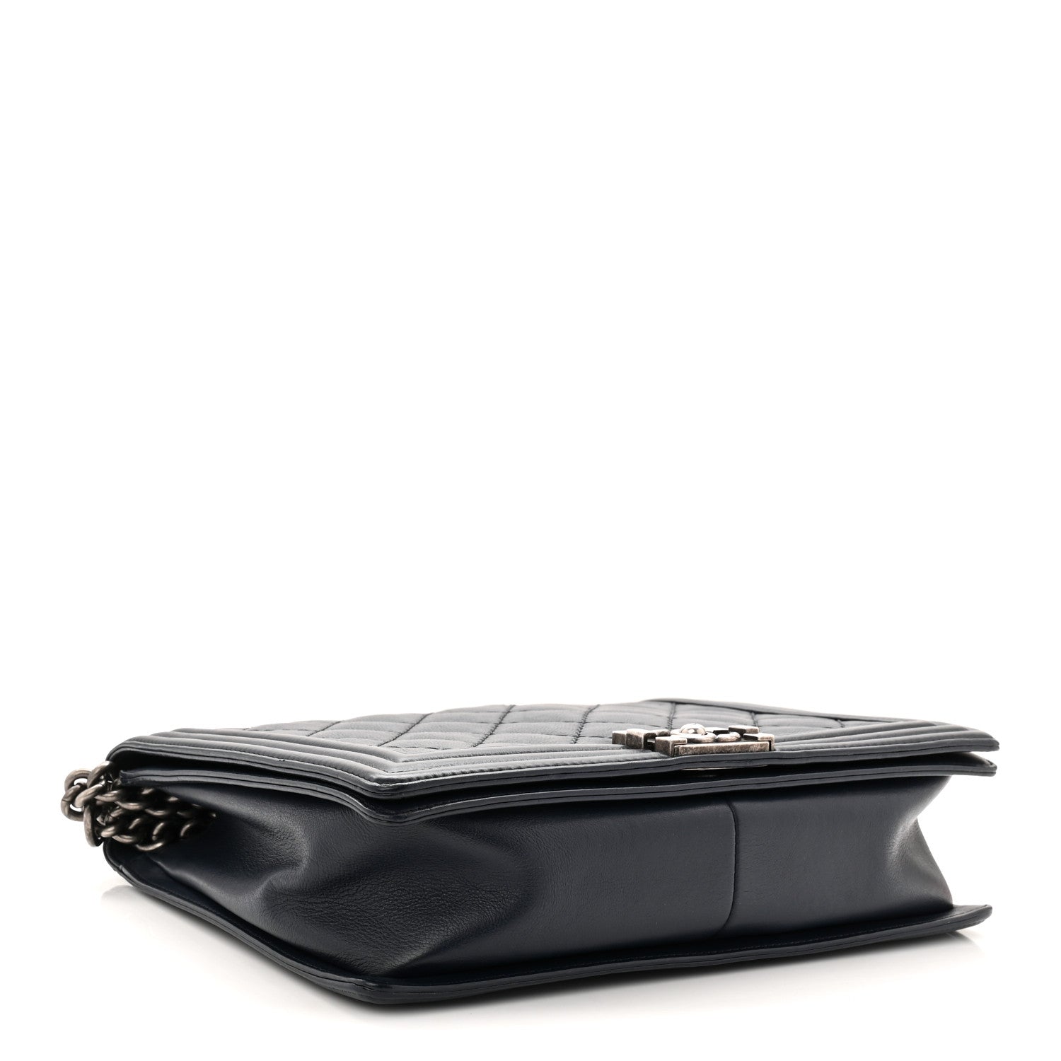 Chanel Calfskin Double Stitch Large Boy Flap Navy Blue 4 of 10