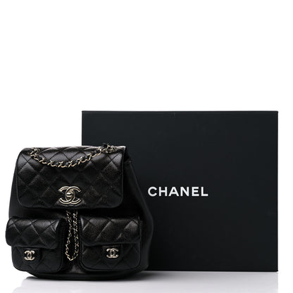 Chanel Shiny Caviar Quilted Small Duma Pockets Drawstring Backpack Black 10 of 10