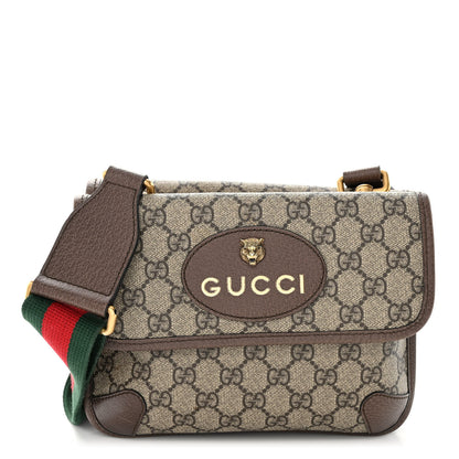 Gucci GG Supreme Monogram Web Small Neo Vintage Double Flap Messenger Bag Beige New Acero 1 of 13
