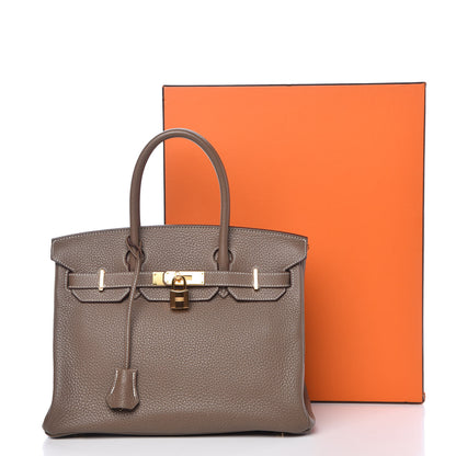 Hermes Taurillon Clemence Birkin 30 Etoupe 32 of 32