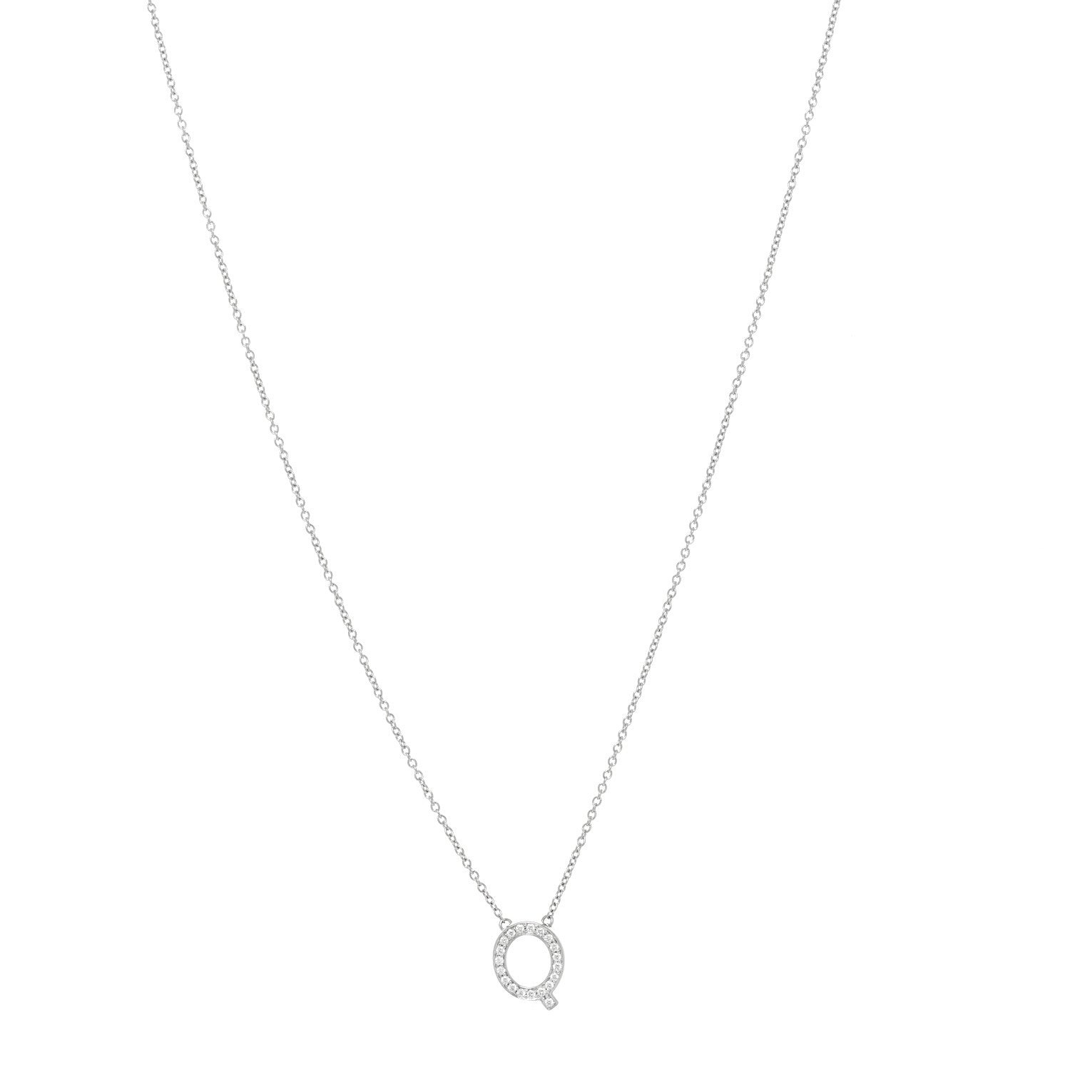 Tiffany Platinum Diamond Letters Q Pendant Necklace 1 of 6
