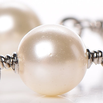 Chanel Pearl Baguette CC Long Necklace Silver 7 of 8