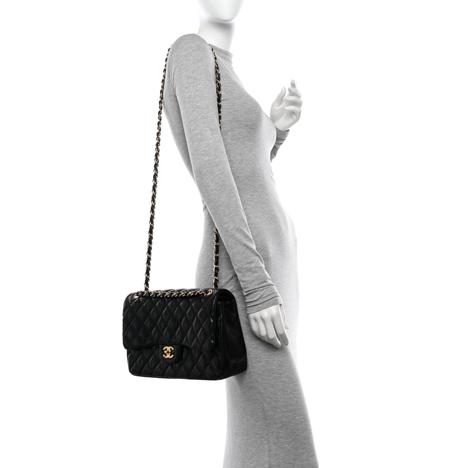 Chanel Lambskin Quilted Jumbo Double Flap Black 2 of 13